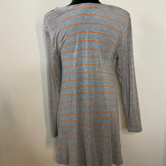 Matilda Jane Gray and Orange Striped V Neck Long Sleeve Tunic Top - Picture 6 of 10